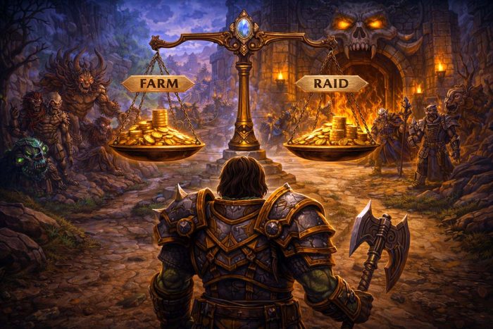 A WoW Classic adventurer at a crossroads