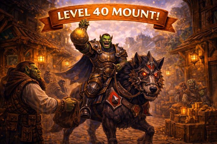 WoW Level 40 mount milestone scene