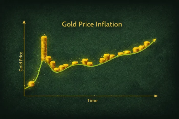 TBC Anniversary gold price inflation chart showing upward trend over time